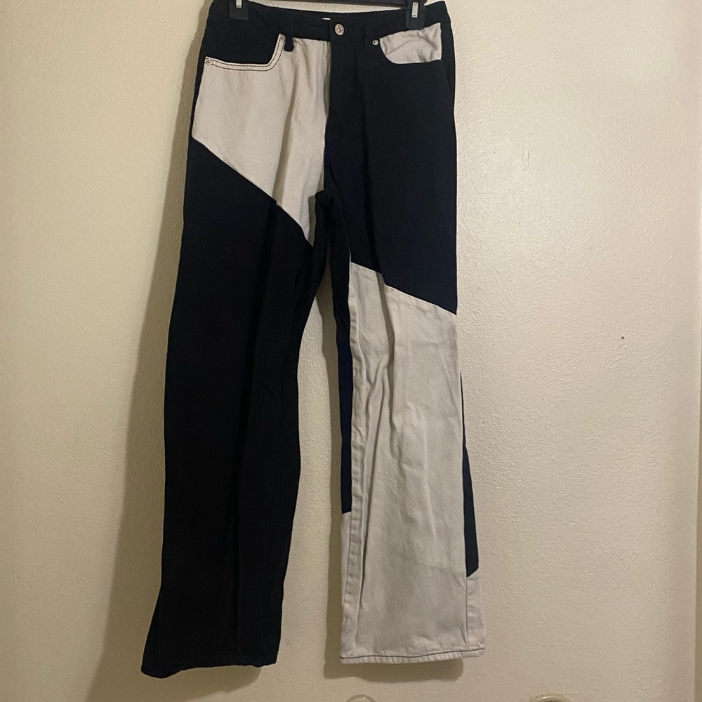forever 21 black and white color block jeans🏁